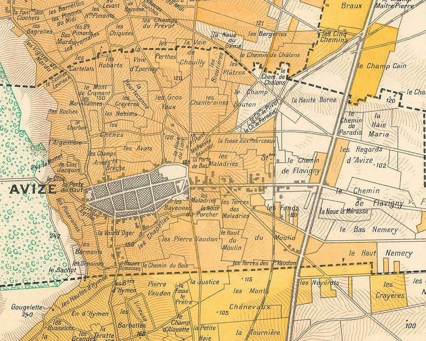 CHAMPAGNE MAP Les Vins de Champagne by Larmat 1944