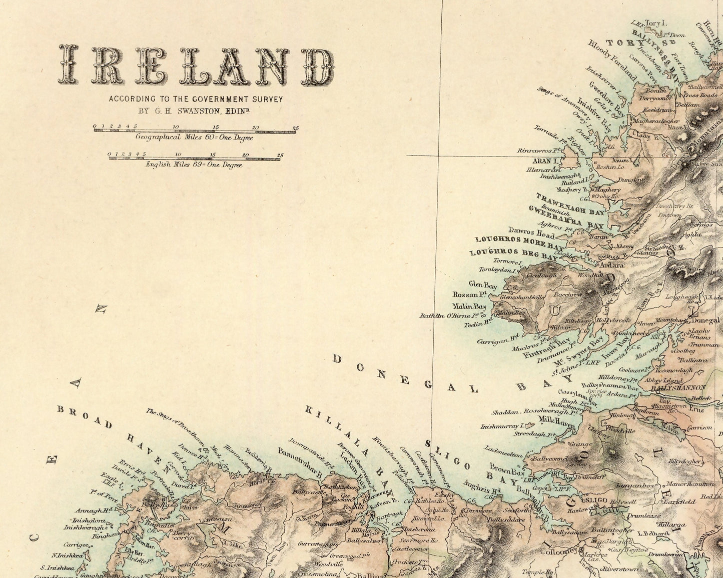 Fullarton Map of Old Ireland 1872 - Dublin, Belfast, Armagh, Cork