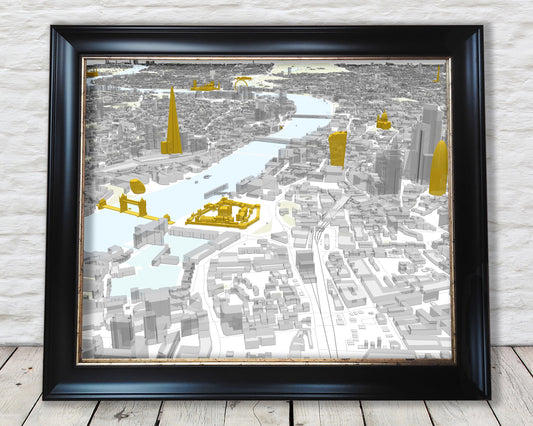 LONDON from the East print - The Gherkin The Shard Tower of London