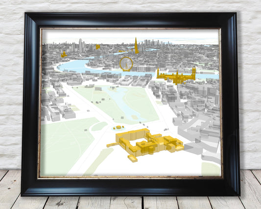 LONDON from the West print - London Eye Buckingham Palace St Pauls