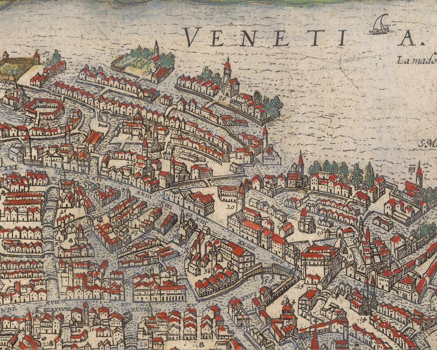 Superb Old VENICE Map 1572 by Braun and Hogenberg - Venezia, Burano