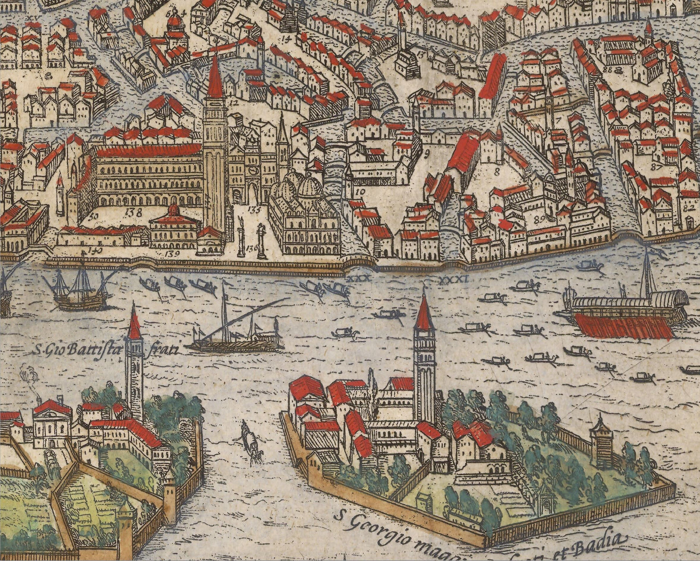 Superb Old VENICE Map 1572 by Braun and Hogenberg - Venezia, Burano