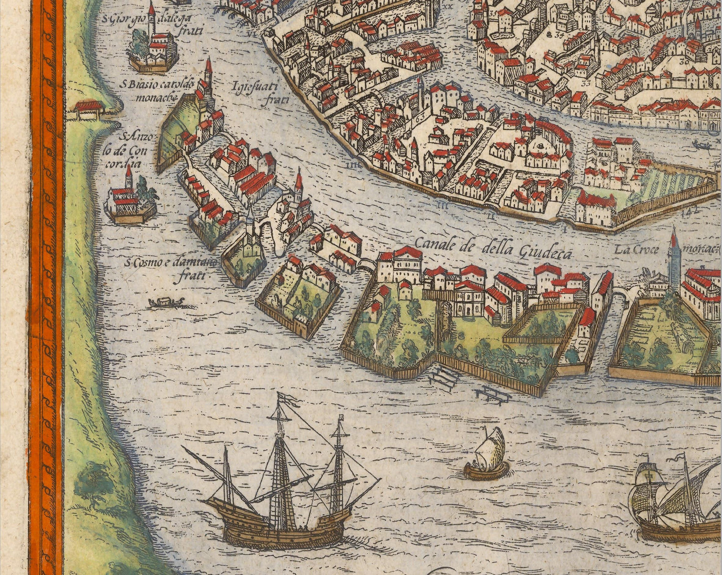 Superb Old VENICE Map 1572 by Braun and Hogenberg - Venezia, Burano