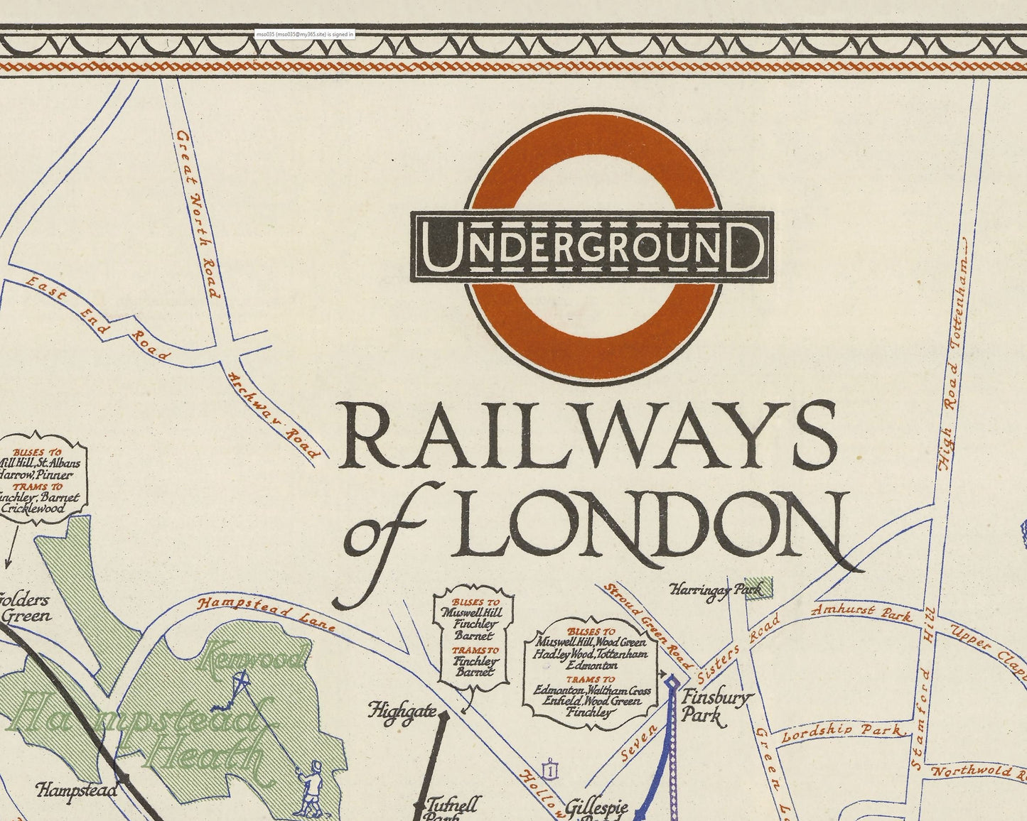Charming LONDON UNDERGROUND Map 1928 Perman