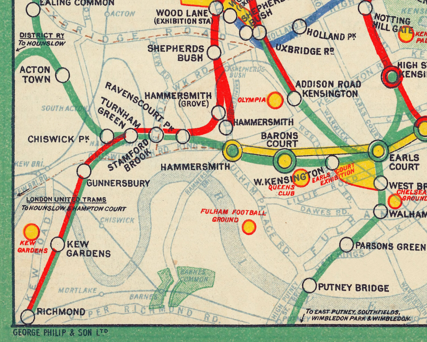LONDON Underground Tube Railway Map 1912 Oxford Circus, Piccadilly