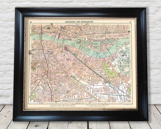 NEWINGTON and ROTHERHITHE Bermondsey Map 1921 Bartholomew Sheet 36/37