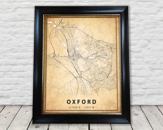 OXFORD vintage map style print - Special Memories, Perfect Gift