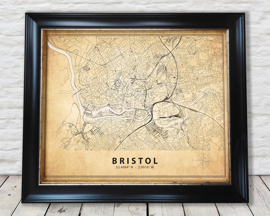 BRISTOL vintage map style print - Special Memories, Perfect Gift