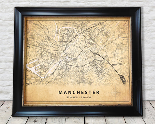 MANCHESTER vintage map style print - Special Memories, Perfect Gift