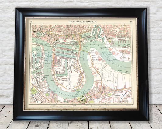 EAST LONDON Isle of Dogs and Blackwall Map 1921 Sheet 38/39