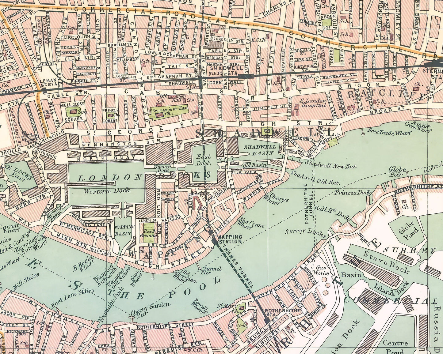 NEWINGTON and ROTHERHITHE Bermondsey Map 1921 Bartholomew Sheet 36/37