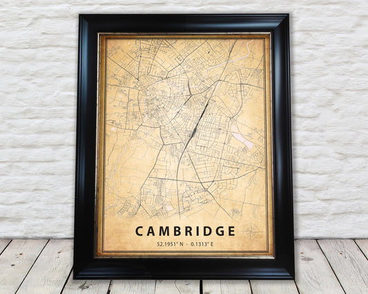 CAMBRIDGE vintage map style print - Special Memories, Perfect Gift
