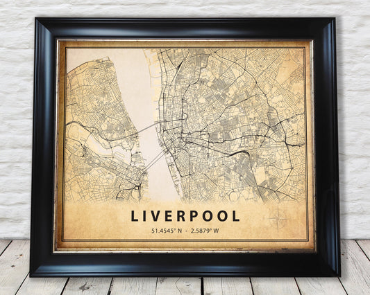LIVERPOOL vintage map style print - Special Memories, Perfect Gift