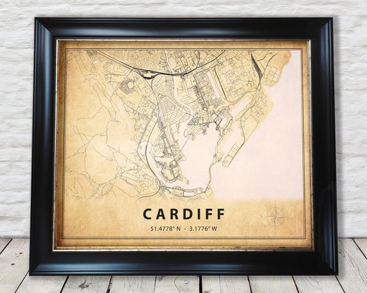 CARDIFF vintage map style print - Special Memories, Perfect Gift