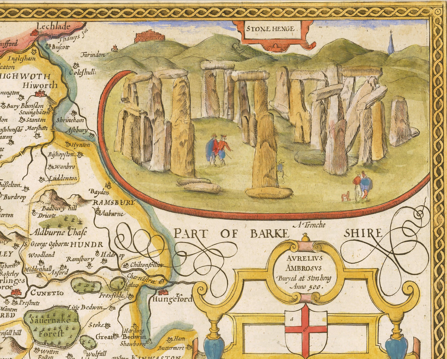 Old WILTSHIRE Map John Speed 1676 Salisbury Stonehenge Swindon