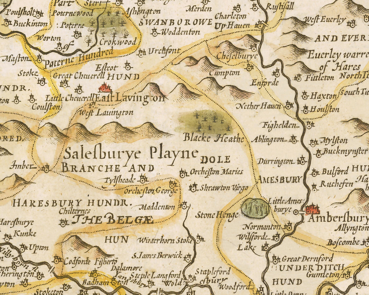 Old WILTSHIRE Map John Speed 1676 Salisbury Stonehenge Swindon