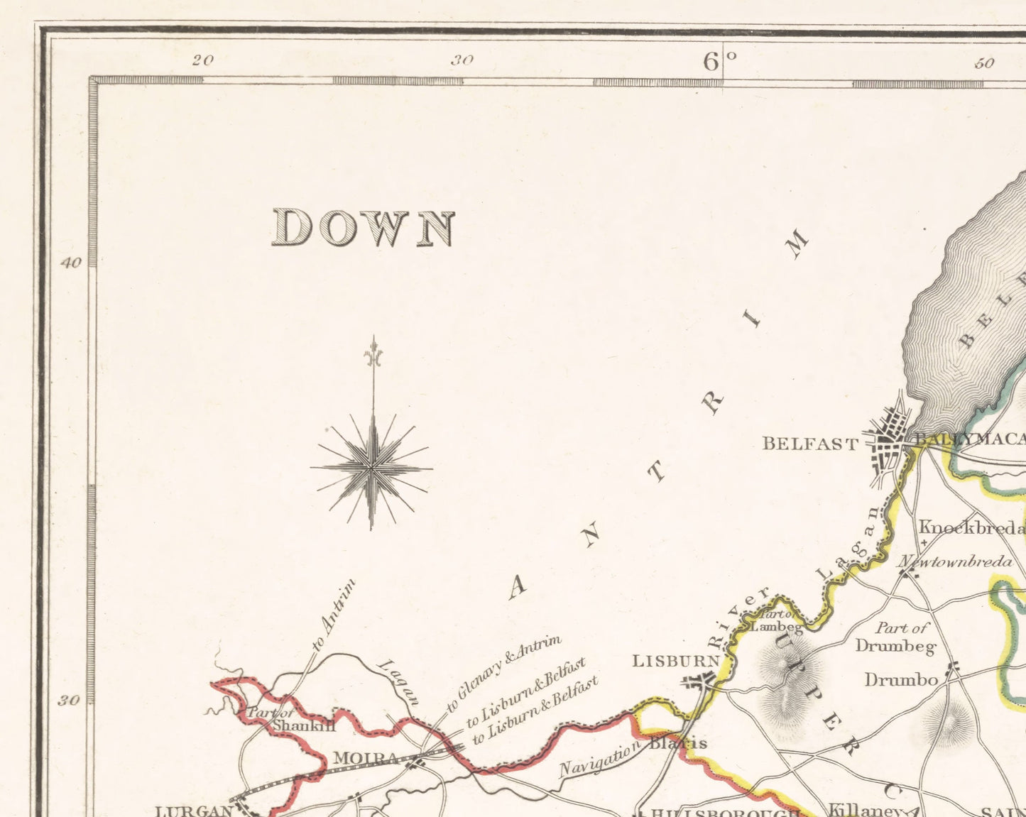 County DOWN 1846 by Creighton - Antique Irish Reproduction Map