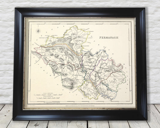 County FERMANAGH 1846 by Creighton - Antique Irish Reproduction Map