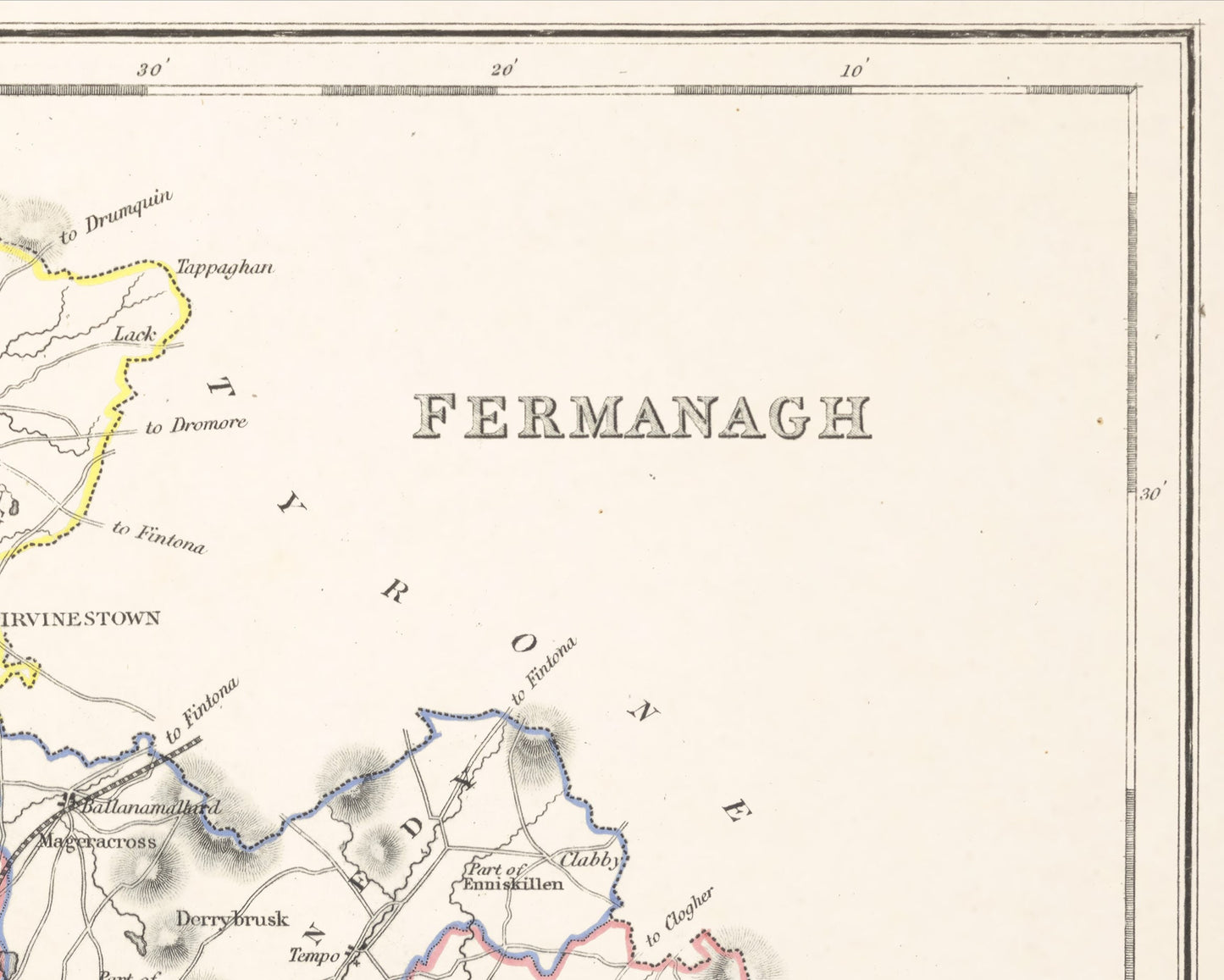 County FERMANAGH 1846 by Creighton - Antique Irish Reproduction Map