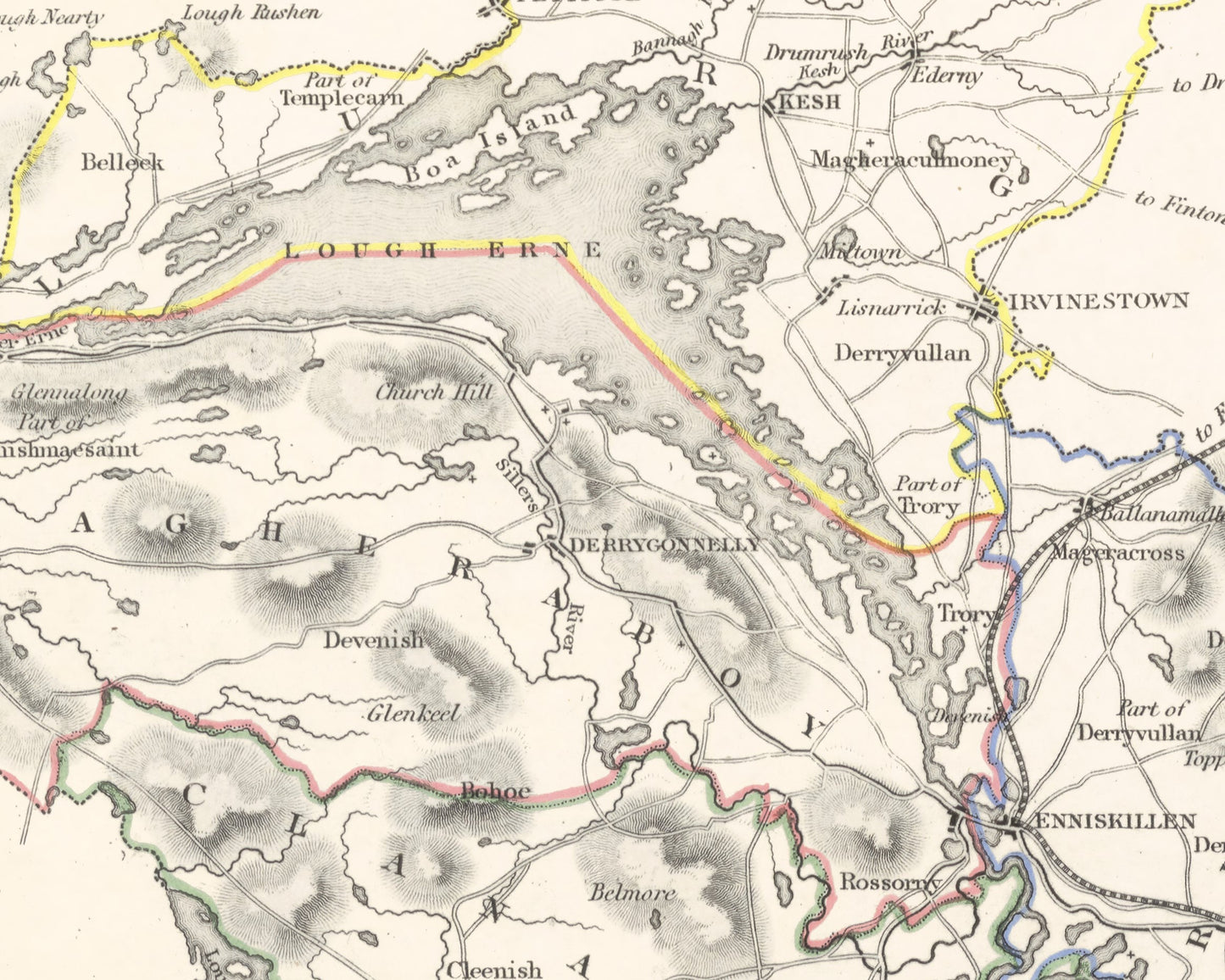 County FERMANAGH 1846 by Creighton - Antique Irish Reproduction Map