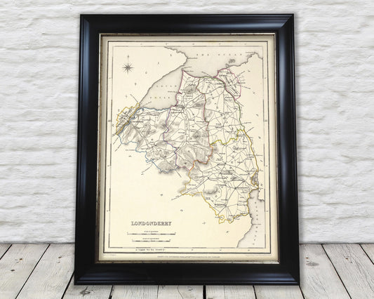 County DERRY/LONDONDERRY 1846 by Creighton - Irish Reproduction Map
