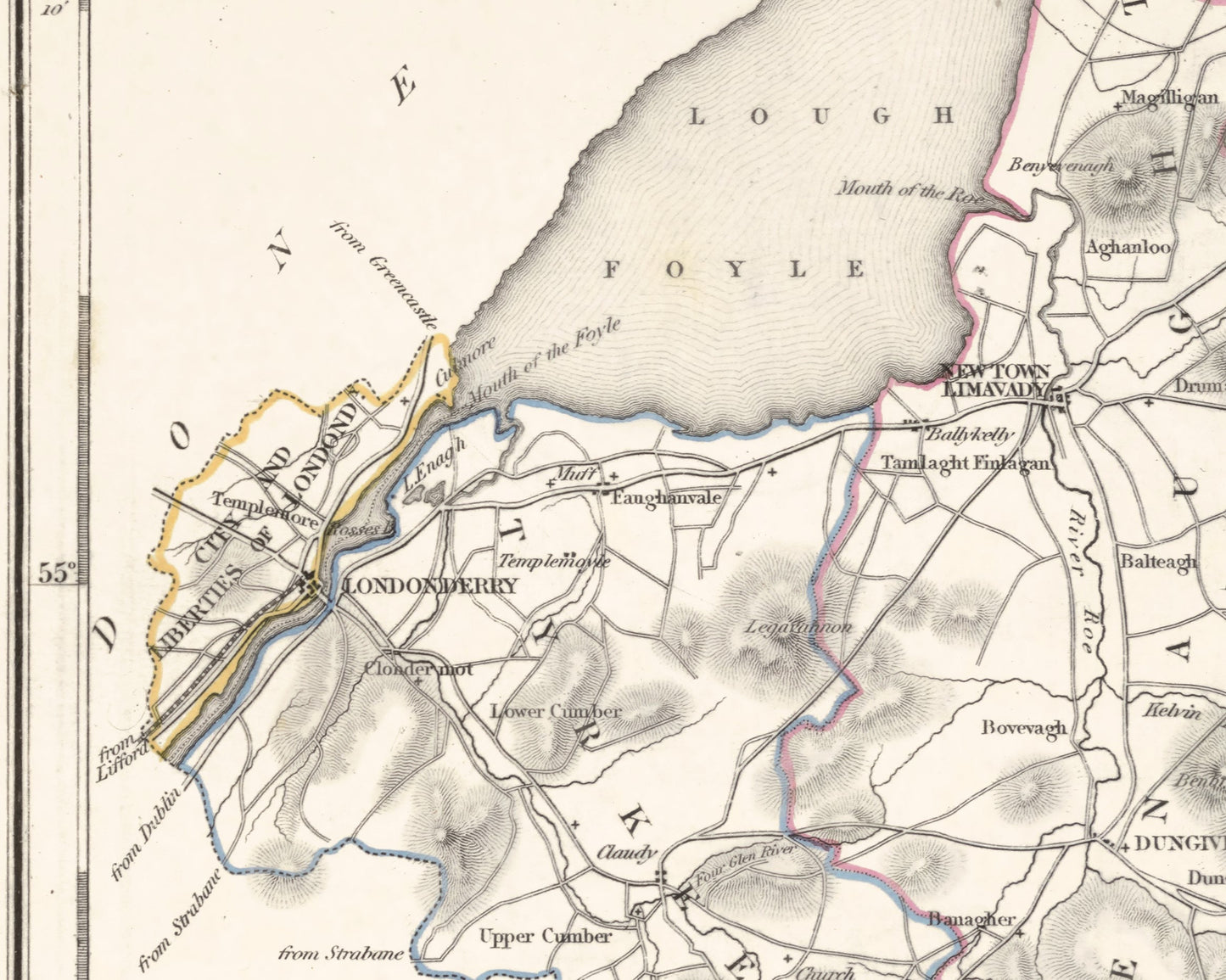 County DERRY/LONDONDERRY 1846 by Creighton - Irish Reproduction Map