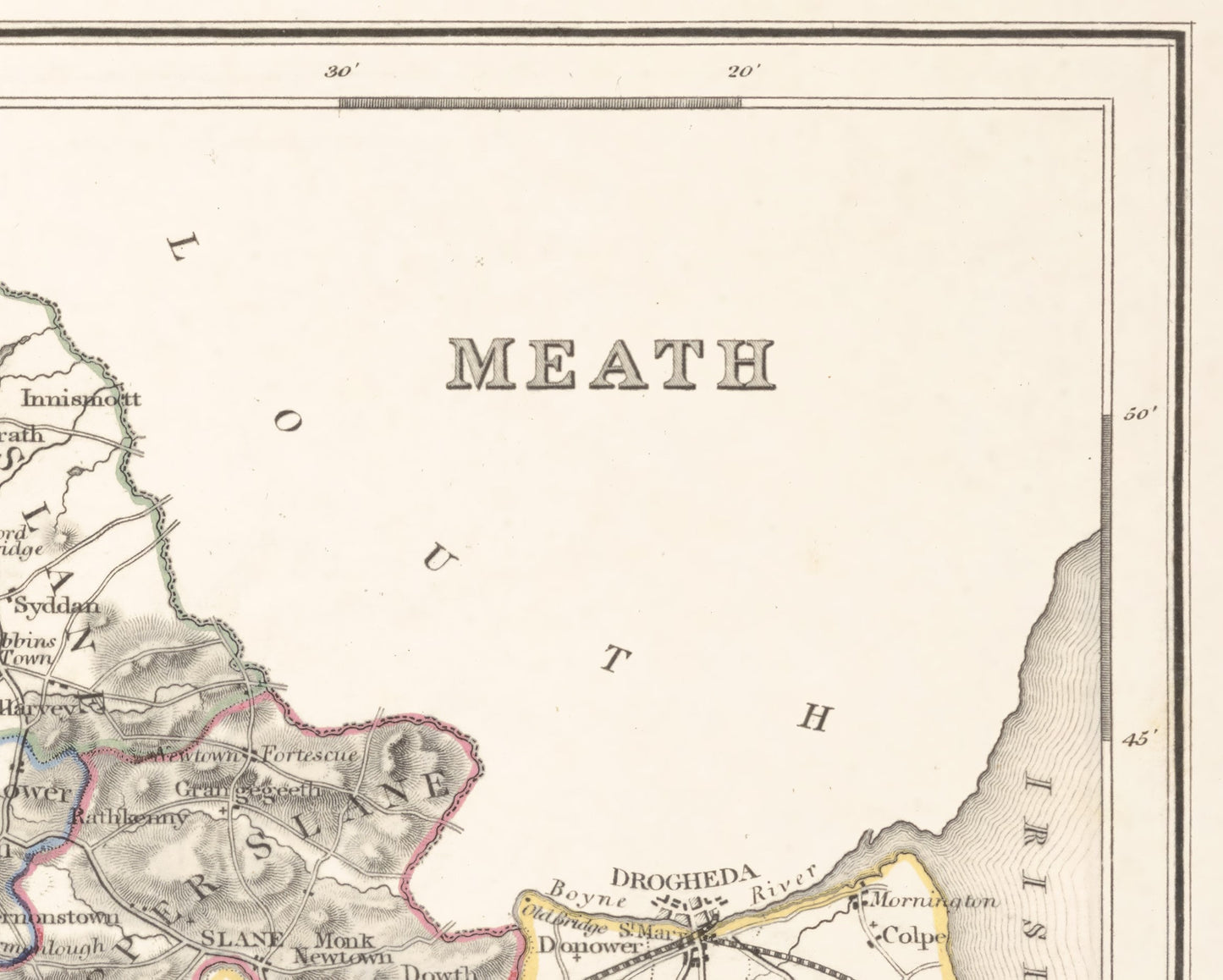 County MEATH 1846 by Creighton - Antique Irish Reproduction Map