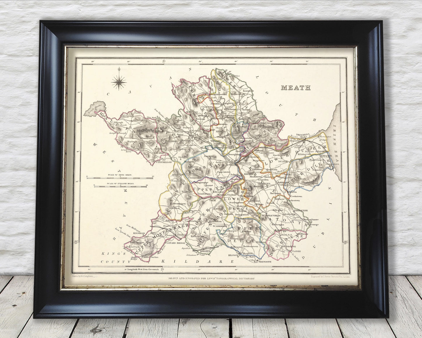 County MEATH 1846 by Creighton - Antique Irish Reproduction Map