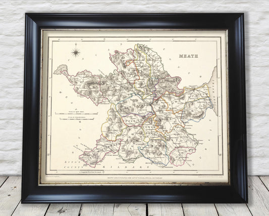 County MEATH 1846 by Creighton - Antique Irish Reproduction Map