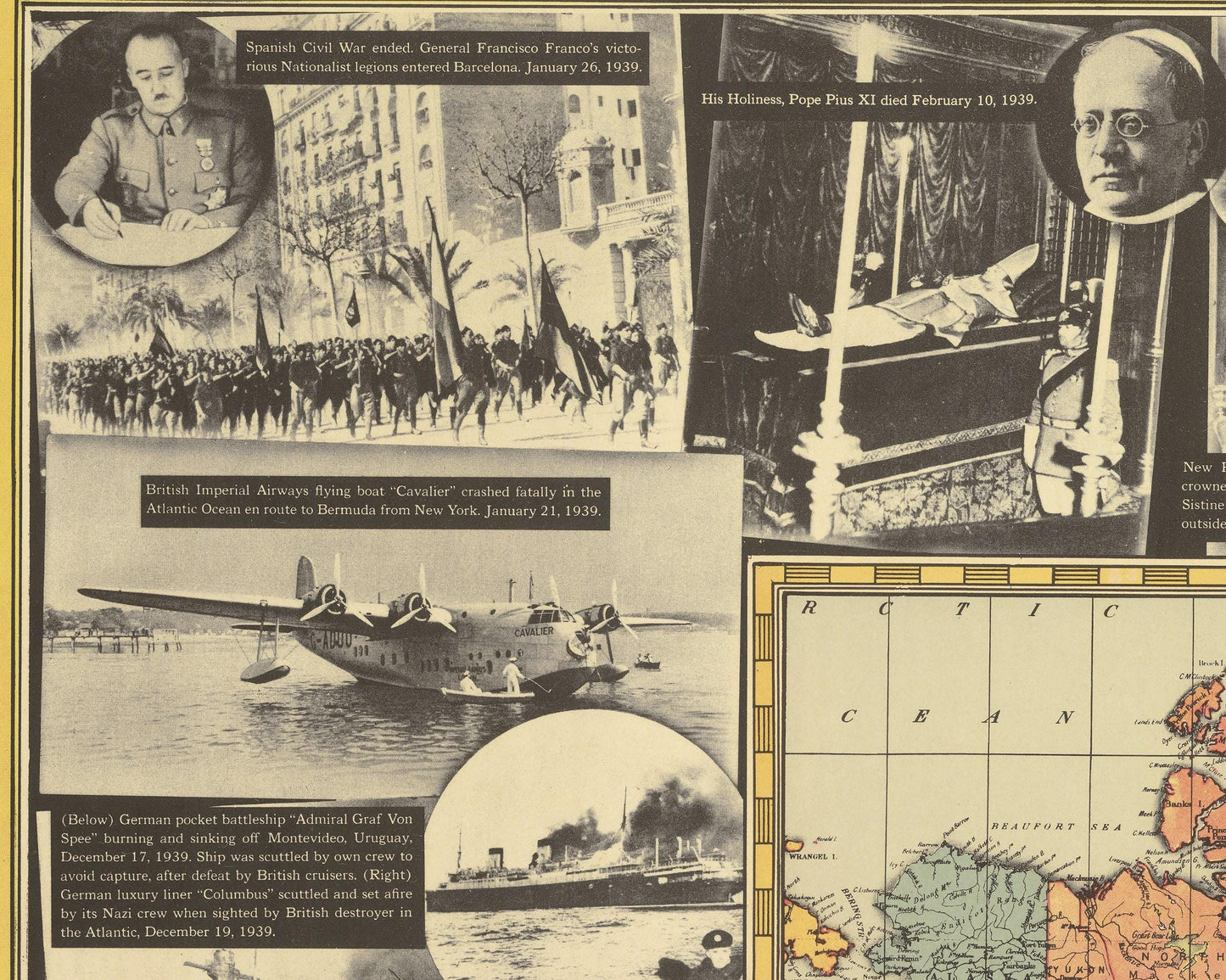 World War 2 map 1939 Outbreak of War Hitler invades Poland - Allies Axis