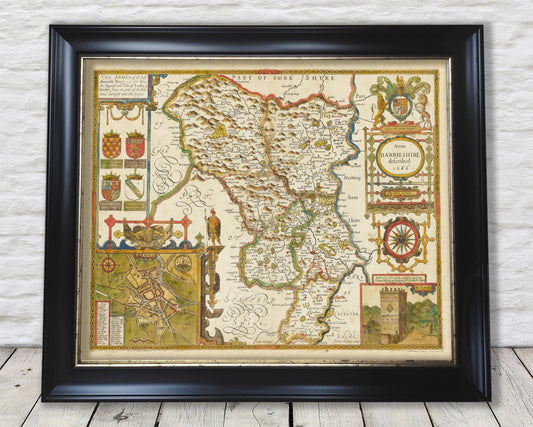 Old DERBYSHIRE map John Speed 1611 - Derby Matlock Buxton