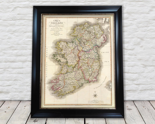 Old Ireland Map 1798 by W. Faden - Dublin Belfast, Cork,Ulster Leinster