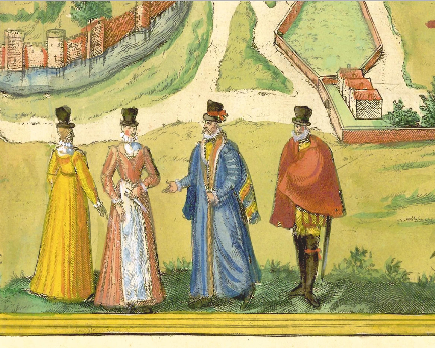 Old CANTERBURY Map 1588 by Braun - Cantuarbury Chaucer Christ Church