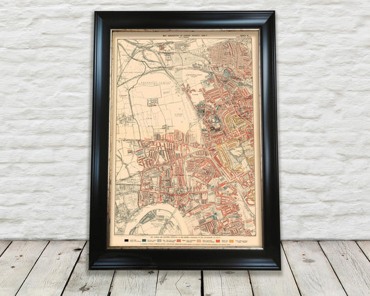 LONDON poverty Map Notting Hill, Hammersmith 1898 by Charles BOOTH