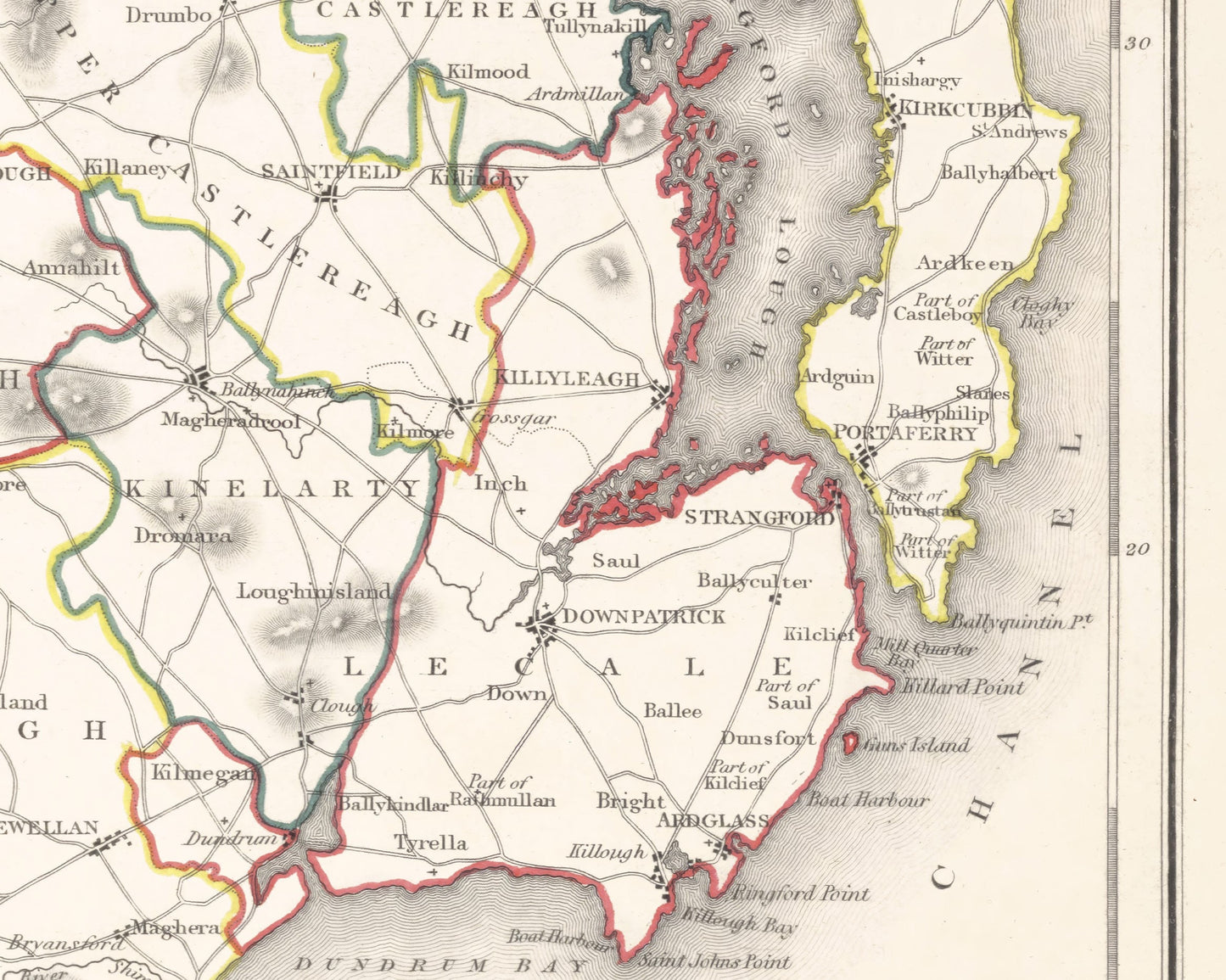 County DOWN 1846 by Creighton - Antique Irish Reproduction Map
