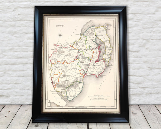 County DOWN 1846 by Creighton - Antique Irish Reproduction Map