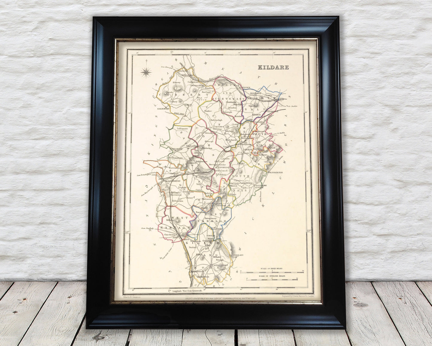 County KILDARE 1846 by Creighton - Antique Irish Reproduction Map