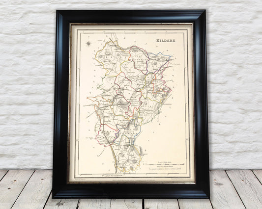 County KILDARE 1846 by Creighton - Antique Irish Reproduction Map
