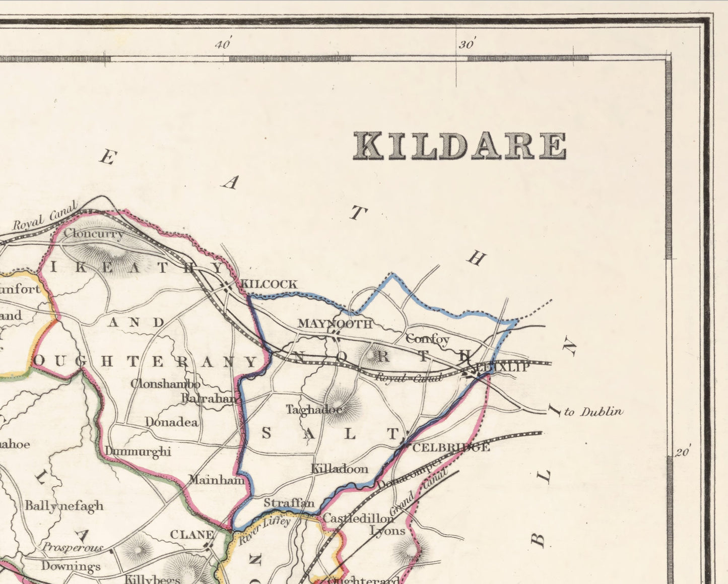 County KILDARE 1846 by Creighton - Antique Irish Reproduction Map