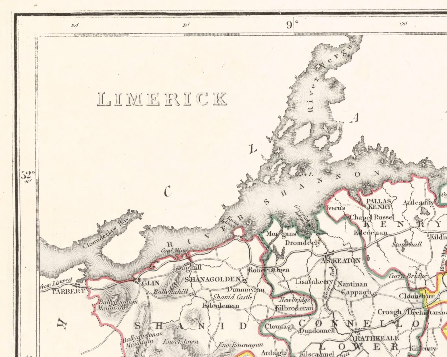 County LIMERICK 1846 by Creighton - Antique Irish Reproduction Map