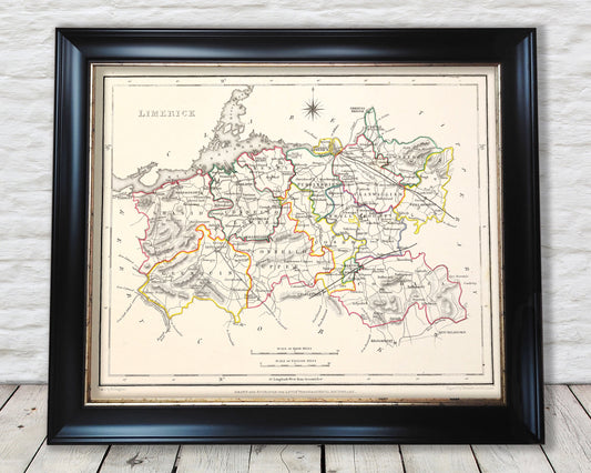 County LIMERICK 1846 by Creighton - Antique Irish Reproduction Map