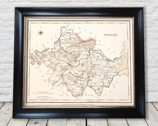 County TYRONE 1846 by Creighton - Antique Irish Reproduction Map