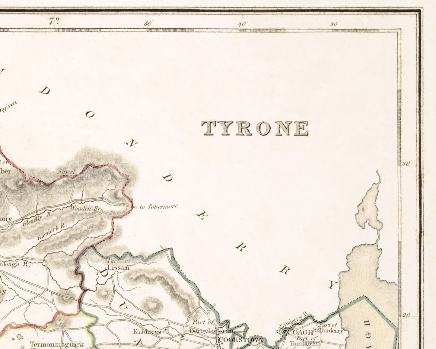County TYRONE 1846 by Creighton - Antique Irish Reproduction Map