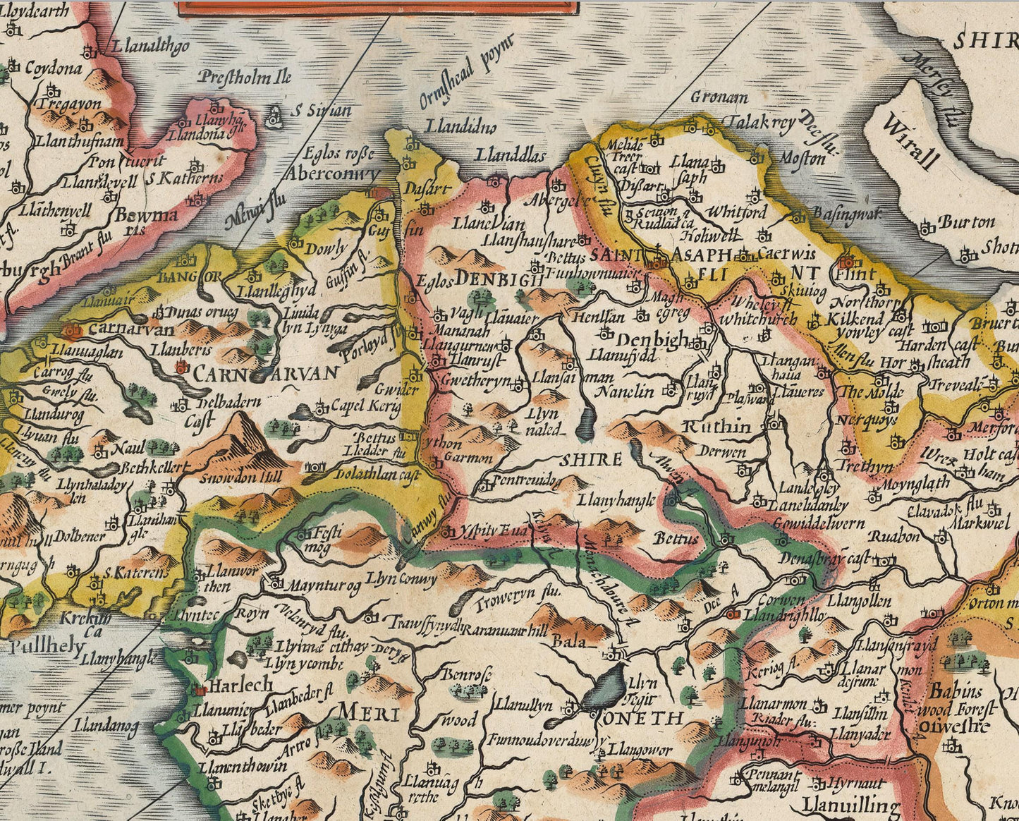 Rare Old WALES Map John Speed 1611 - Cymru Cardiff Swansea St Davids