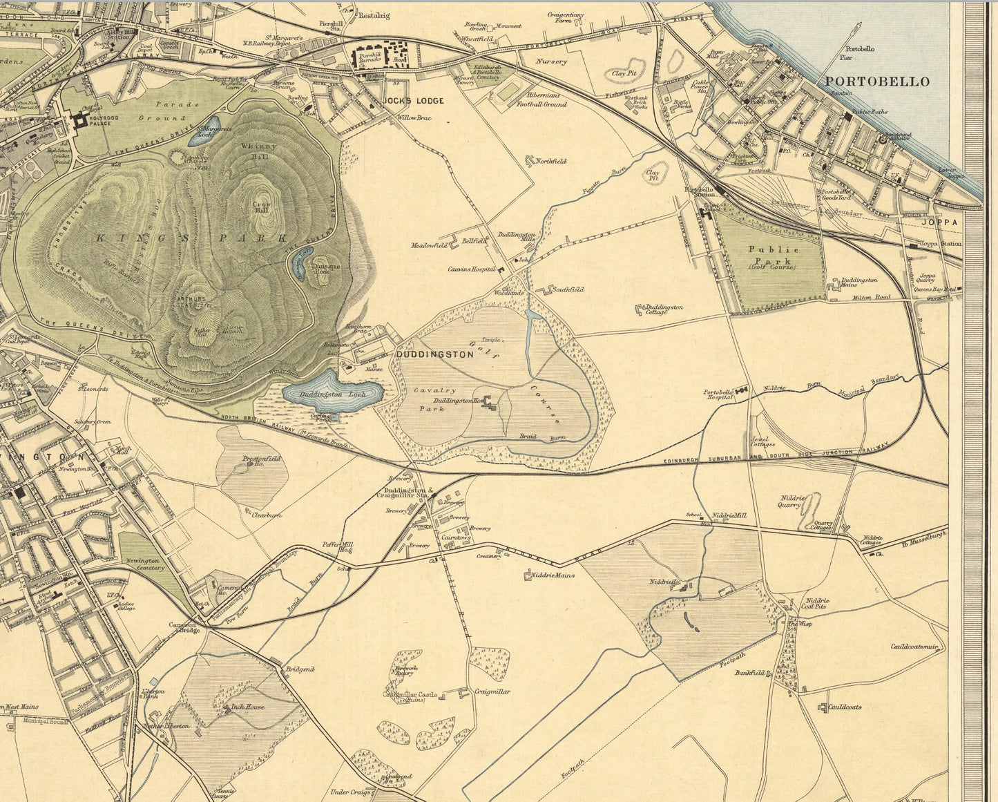 Old EDINBURGH Map 1912 by Bartholomew - Leith Portobello Murrayfield