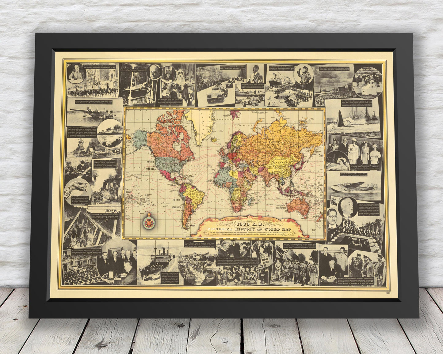World War 2 map 1939 Outbreak of War Hitler invades Poland - Allies Axis