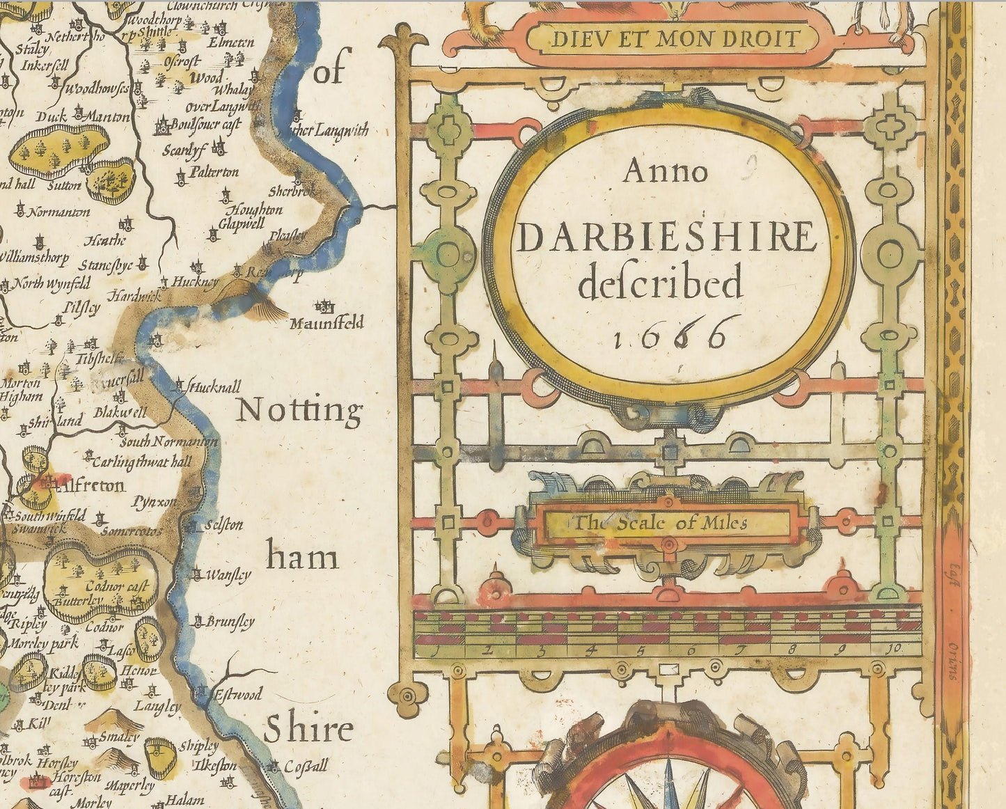 Old DERBYSHIRE map John Speed 1611 - Derby Matlock Buxton