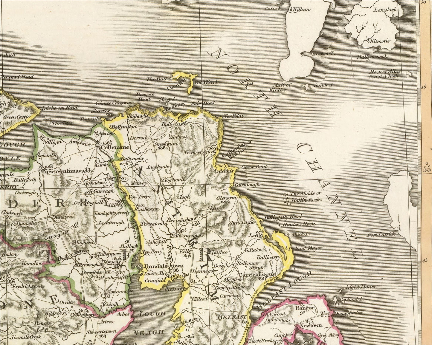 Old Ireland Map 1798 by W. Faden - Dublin Belfast, Cork,Ulster Leinster