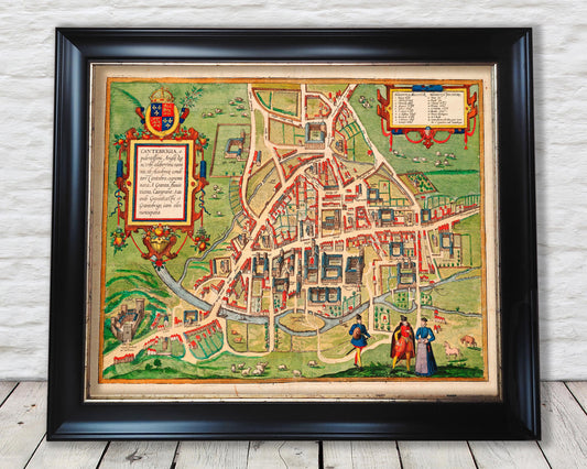 Old CAMBRIDGE and University Map 1575 by Braun - Trinity, Kings, Queens