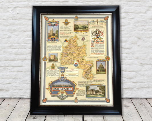 Vintage OXFORDSHIRE Map, 1947, Ernest Clegg - Oxford, Banbury